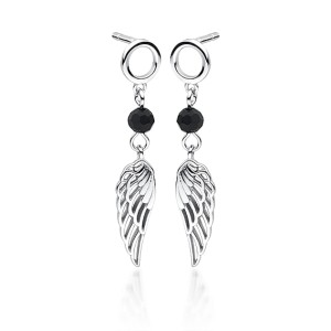 Cercei argint lungi cu aripi Black Spinel DiAmanti Z1708E_B-DIA (Argint 925‰ 1,6 g.)